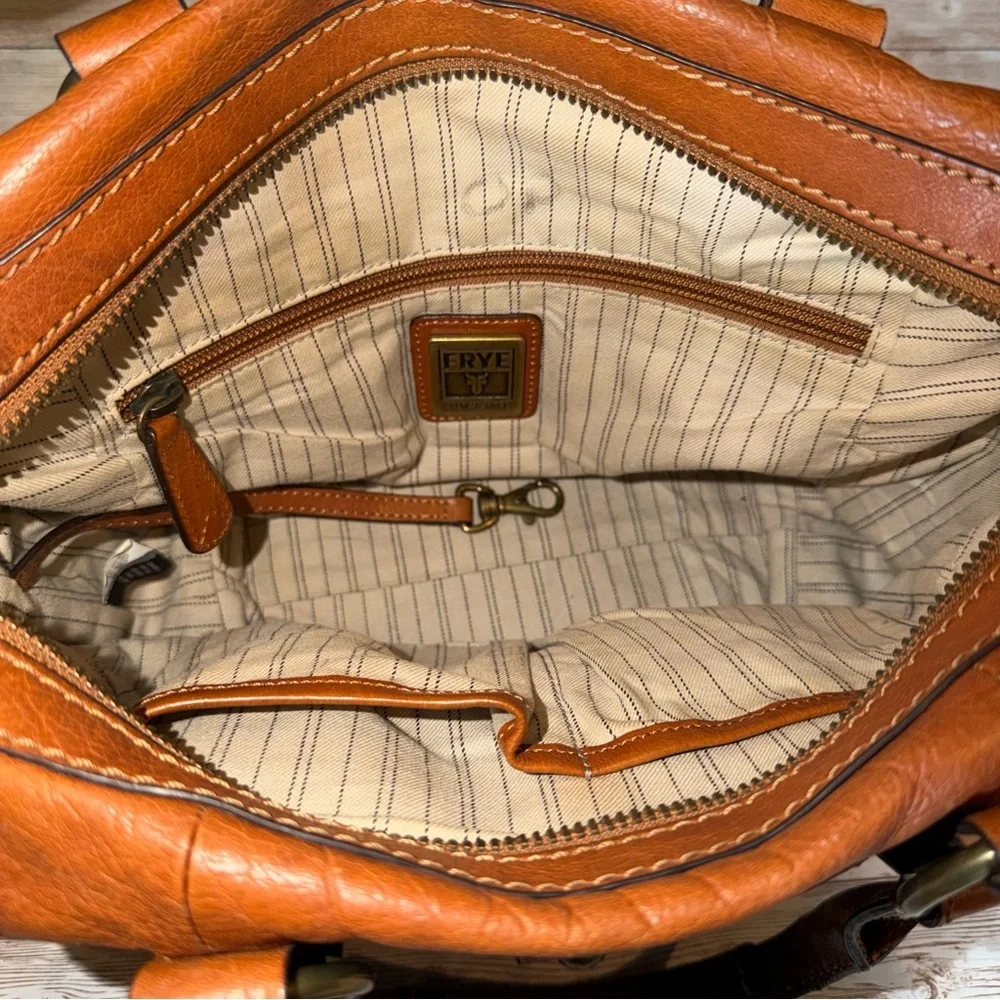 Frye Tan Leather Satchel with Studded Detail